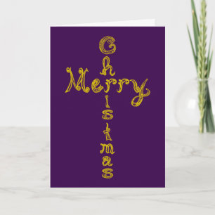 Frohe Weihnachten Stoff Schrift Gold Kreuz