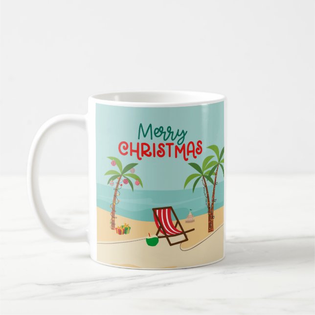 Frohe Weihnachten Strand Kaffeetasse (Links)