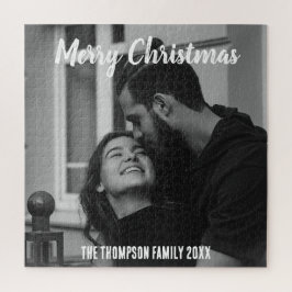 Frohe Weihnachten stylische Schwarz-Weiß-Schrift Puzzle