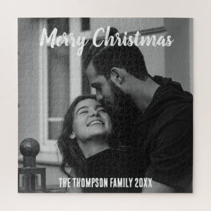 Frohe Weihnachten stylische Schwarz-Weiß-Schrift Puzzle