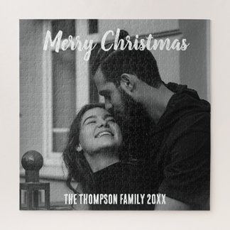 Frohe Weihnachten stylische Schwarz-Weiß-Schrift Puzzle
