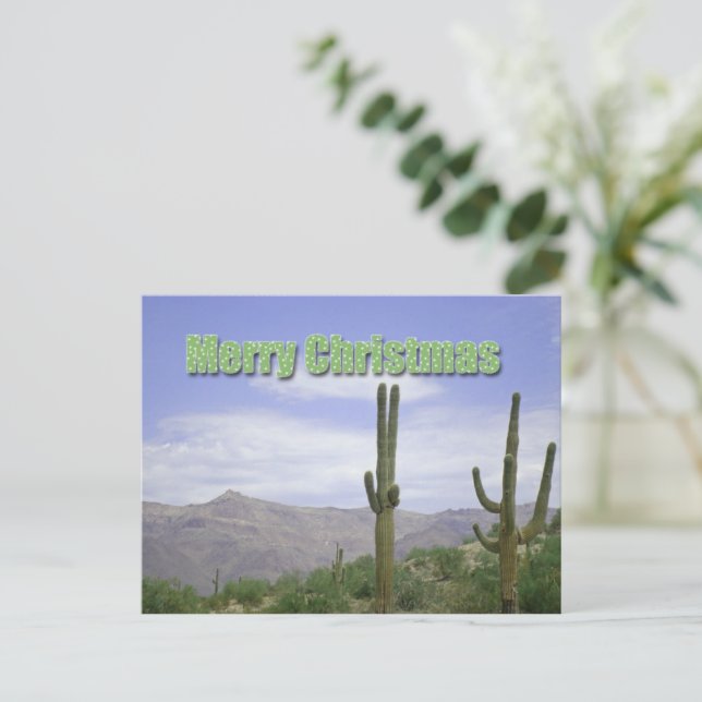 Frohe Weihnachten Südwestlandschaft mit Saguaros (Stehend Vorderseite)