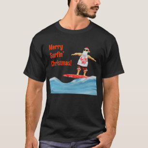 Frohe Weihnachten surft Santa auf einem Surfbrett T-Shirt