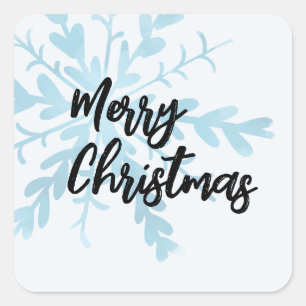 Frohe Weihnachten Süße Blaue Schneeflocke Quadratischer Aufkleber