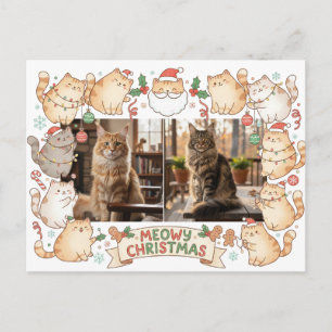 Frohe Weihnachten Süße Cartoon-Katzenliebhaber Zwe Postkarte