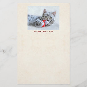 Frohe Weihnachten Süße Graue Tabby-Katze Briefpapier