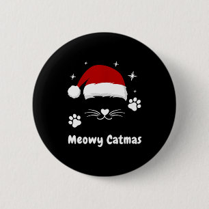 Frohe Weihnachten süße Kätzchen Katzen Santa Hut C Button