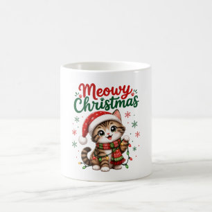 Frohe Weihnachten Süße Katze Feiertag Kaffeetasse