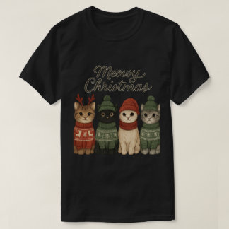 Frohe Weihnachten Süße Katzen T-Shirt | Cozy Holid