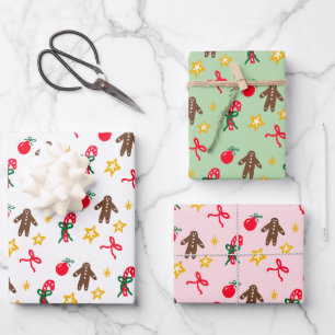Frohe Weihnachten Süße Kritzelei Whimsical-Muster Geschenkpapier Set
