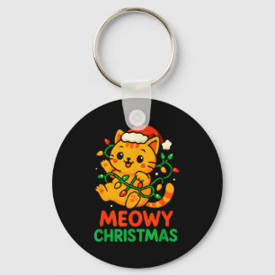 Frohe Weihnachten Süße Orange getigerte Katze Schlüsselanhänger