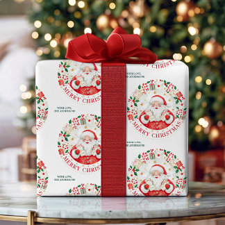 Frohe Weihnachten Süße Wasserfarbe Weihnachtsmann  Geschenkpapier