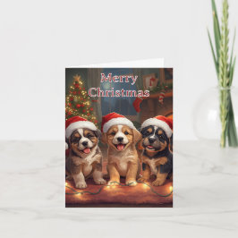 Frohe Weihnachten Süße Welpen Weihnachtskarte