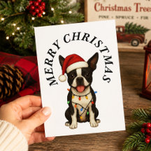 Frohe Weihnachten Süßer Boston Terrier Weihnachtsm