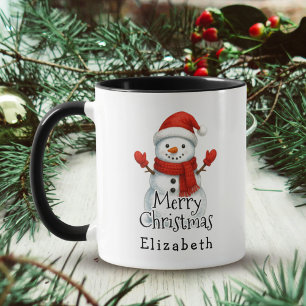 Frohe Weihnachten Süßer Glücklicher Schneemann Kin Kaffeetasse