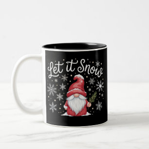 Frohe Weihnachten Süßer Gnom Lass es schneien Wint Zweifarbige Tasse