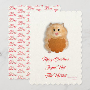 Frohe Weihnachten süßer Hamster mit Keks Einladung