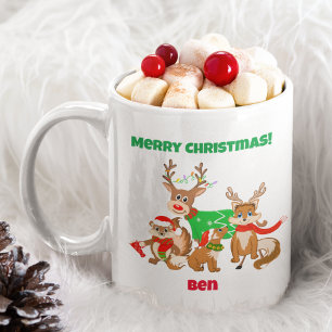 Frohe Weihnachten! Süßer Hirsch, Füchse & Chipmunk Kaffeetasse