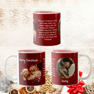 Frohe Weihnachten Süßer Scharlachroter Hund Mama F Zweifarbige Tasse