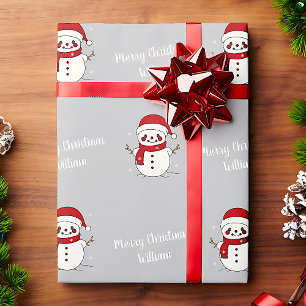 Frohe Weihnachten Süßer Schneemann Muster Vintage Geschenkpapier