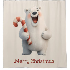 Frohe Weihnachten Süßes Eisbär-Design Duschvorhang