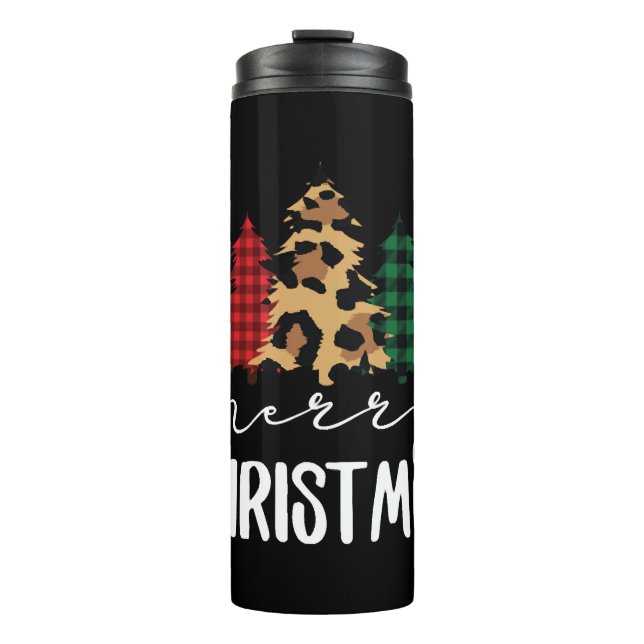 Frohe Weihnachten Svg Leopard Tree Thermosbecher (Vorderseite)