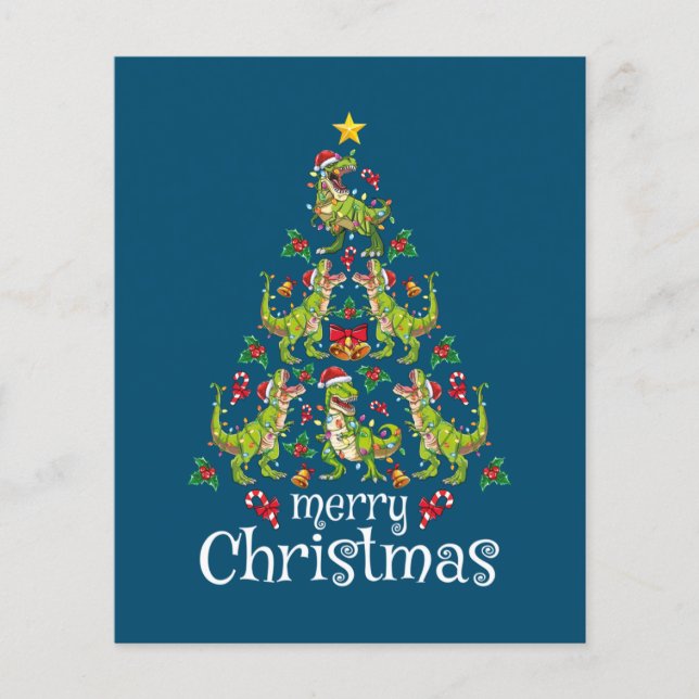 Frohe Weihnachten T Rex Boys Kinder Weihnachtsbaum Flyer (Vorne)