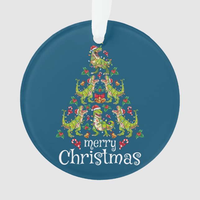 Frohe Weihnachten T Rex Boys Kinder Weihnachtsbaum Ornament (Vorderseite)
