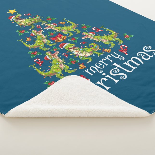 Frohe Weihnachten T Rex Boys Kinder Weihnachtsbaum Sherpadecke (3/4)