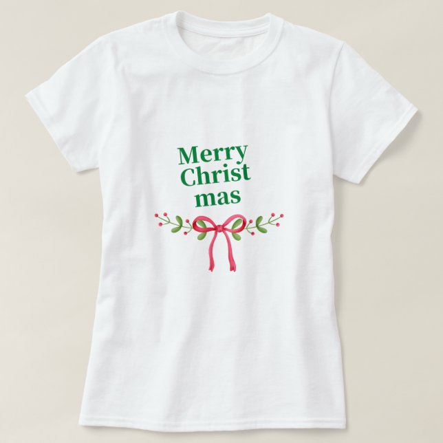 Frohe Weihnachten T - Shirt White (Design vorne)