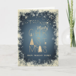 Frohe Weihnachten Tannen Schneeflocken Grün