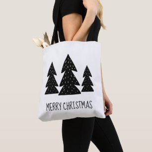 Frohe Weihnachten Tannen Skandi Schwarz Weiß