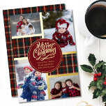 Frohe Weihnachten Tartan Kariert 4 Foto Rot und Go Folien Feiertagskarte<br><div class="desc">Personalisieren Sie diese vergoldete Weihnachtskarte mit vier Ihrer Lieblings-Fotos. Das Design zeichnet sich durch tartan kariert mit "Frohe Weihnachten" schriftlich Kalligraphie. Die Vorlage ist Set für Sie bereit, um Ihre vier Fotos und Ihren Namen(e), die in Rot und Gold geschrieben ist. Ihre Bilder werden in vertikalen Porträts und horizontalen Landschaftsformaten...</div>