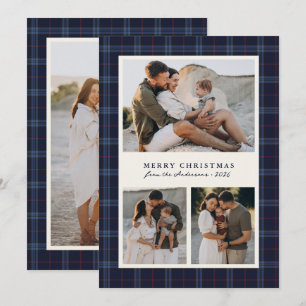 Frohe Weihnachten Tartan Karo Familienfoto-Collage