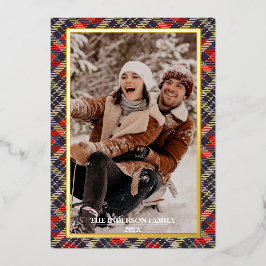 Frohe Weihnachten Tartan Karo Karte - Folien-Feier