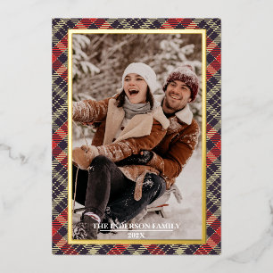 Frohe Weihnachten Tartan Karo Karte - Folien-Feier