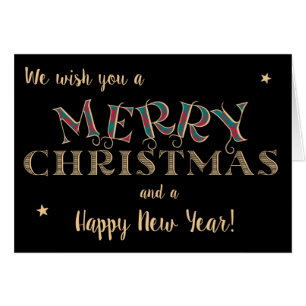 Frohe Weihnachten, Tartan und Gold-Effekt Buchstab