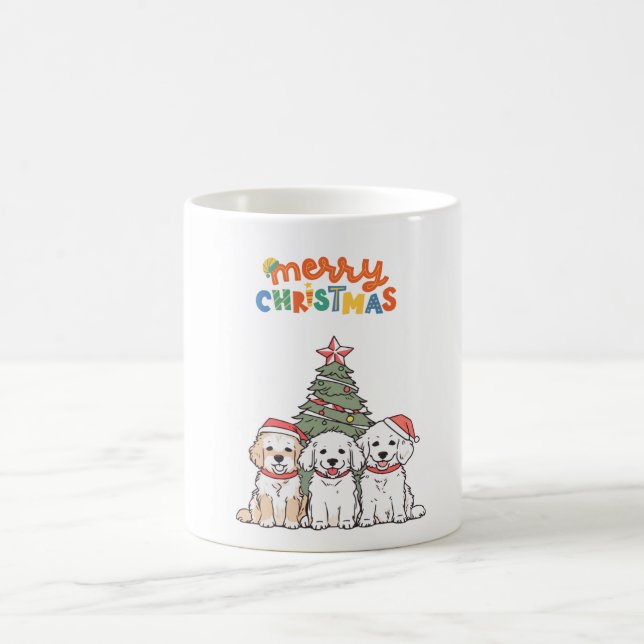 Frohe Weihnachten Tasse: Adorable Welpen bringen H Kaffeetasse (Mittel)