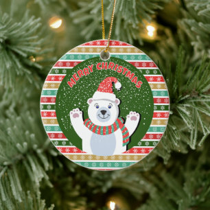 Frohe Weihnachten Teddy Bär Keramik Ornament