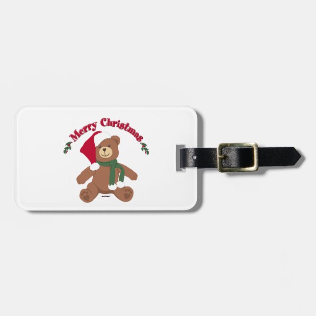 Frohe Weihnachten Teddy Bear Gepäckanhänger (Vorderseite horizontal)