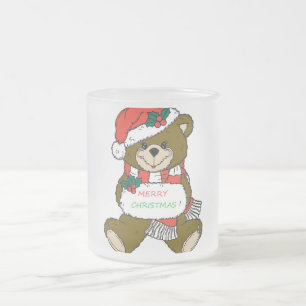 "FROHE WEIHNACHTEN" TEDDYBÄR MATTGLASTASSE
