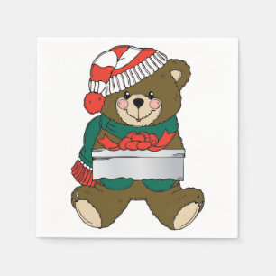 "FROHE WEIHNACHTEN" TEDDYBÄR SERVIETTE
