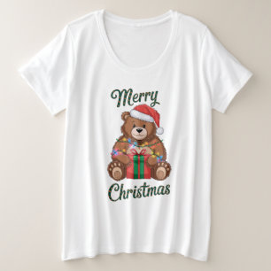 Frohe Weihnachten - Teddybär und Weihnachtsgeschen Große Größe T-Shirt