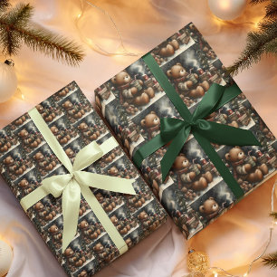 Frohe Weihnachten Teddybären Drop Tiled Geschenkpapier