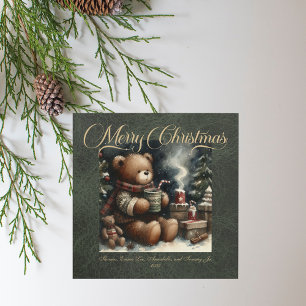 Frohe Weihnachten Teddybären Faux-Leder