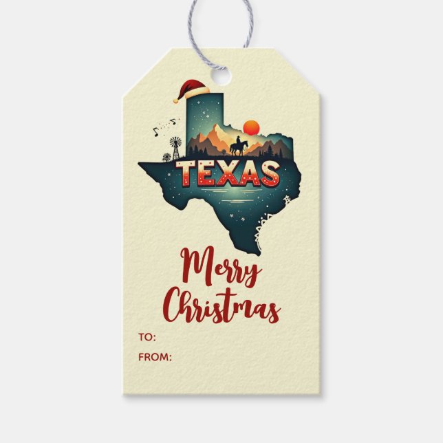 Frohe Weihnachten Texas Staat Personalisiert Urlau Geschenkanhänger (Vorderseite)