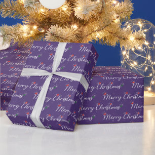 Frohe Weihnachten Text mit Glitzer Geschenkpapier