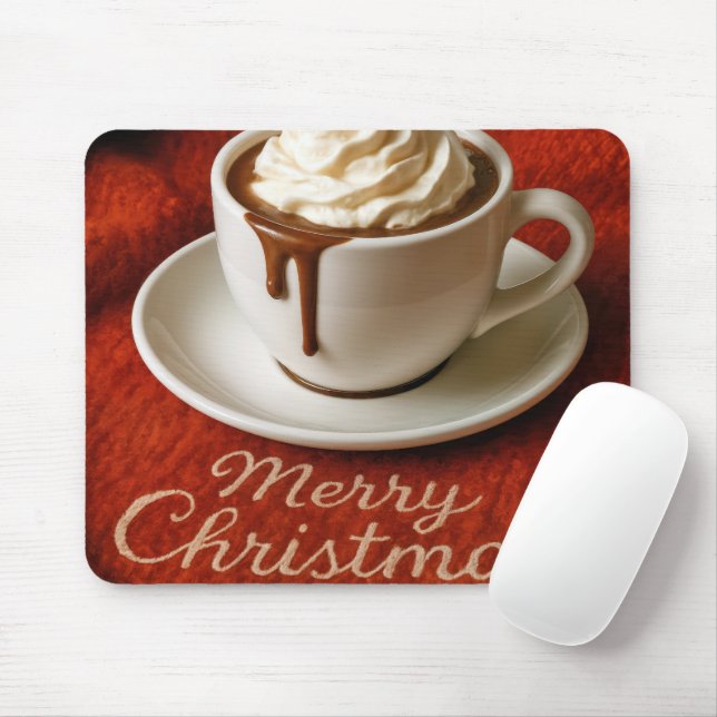 Frohe Weihnachten Text mit Heißgetränk Schokolade Mousepad (Mit Mouse)
