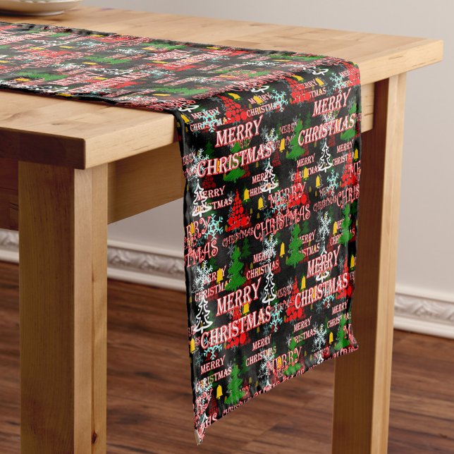 Frohe Weihnachten Textmuster Design  Kurzer Tischläufer (Von Creator hochgeladen)