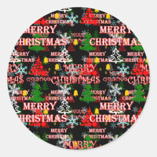 Frohe Weihnachten Textmuster Design  Runder Aufkleber